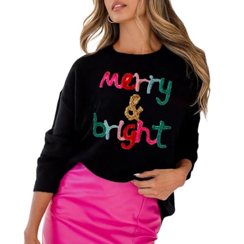 Amazon.com: Christmas Sequin Sweatshirts for Women Merry and